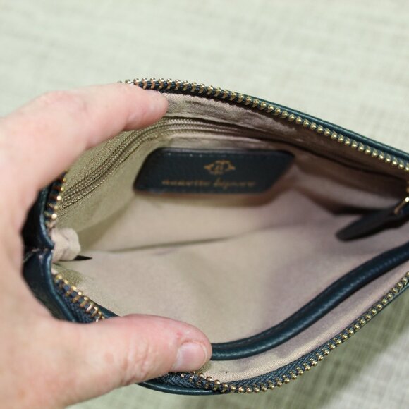 NWOT nanette lepore Dark Teal Pebble Leather Wristlet Wallet - Picture 3 of 7